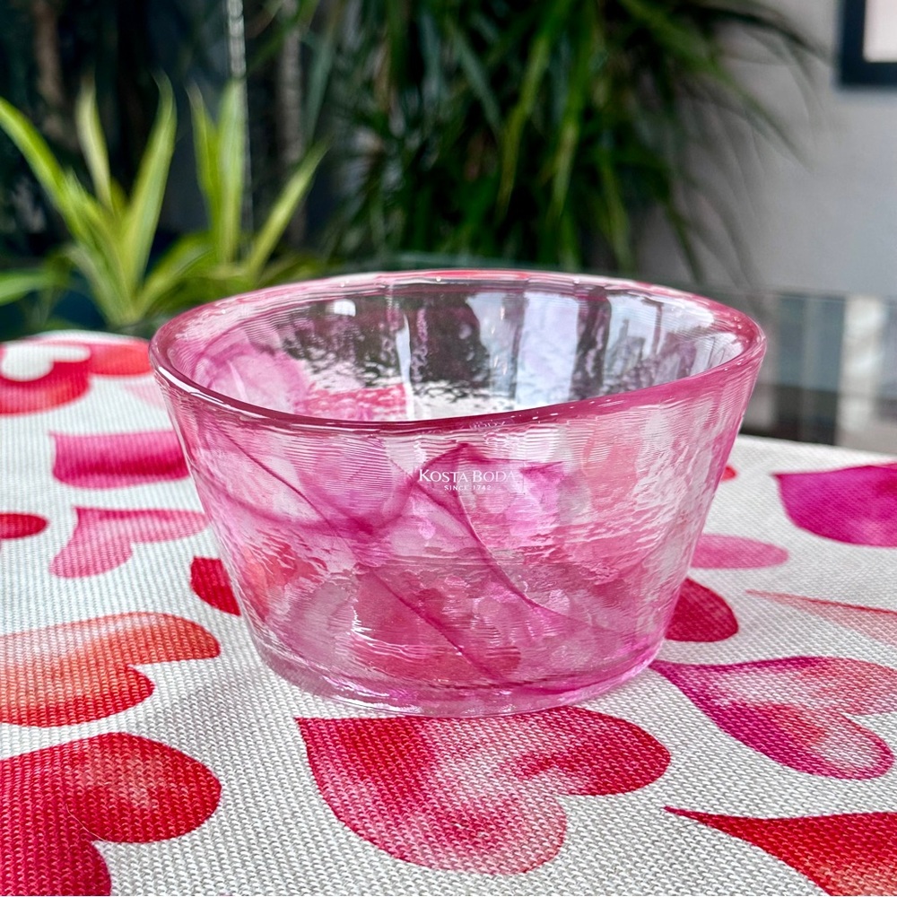 KOSTA BODA Pink Swirl Art Glass Mine 6” Bowl By Ulrica Hydman-Vallien - GORG! - Picture 16 of 16